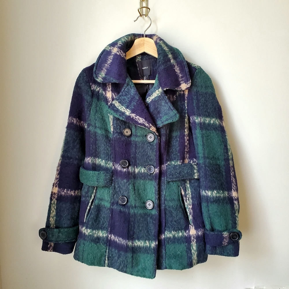 NWT F21 Green Blue Dress Coat